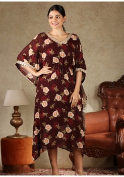 Maroon Georgette/Chiffon Kaftan Kurti 